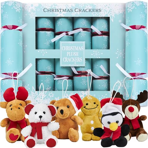 Lot 6 Crackers Noël Peluche Verte