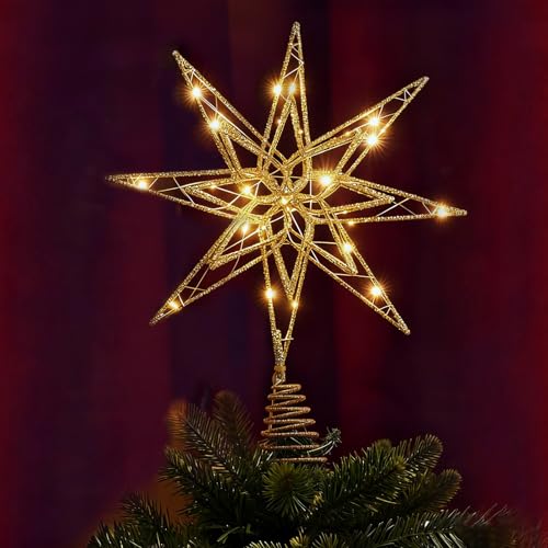 Etoile Sapin de Noel Lumineuse, Cimier de Sapin de Noël, Déc