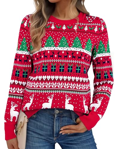 Pull Noël Femme Rouge Chaleur Festive
