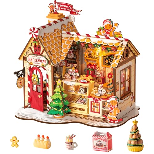 Rolife Maison de Poupée de Noël Maison Pain d’Épices Kit DIY