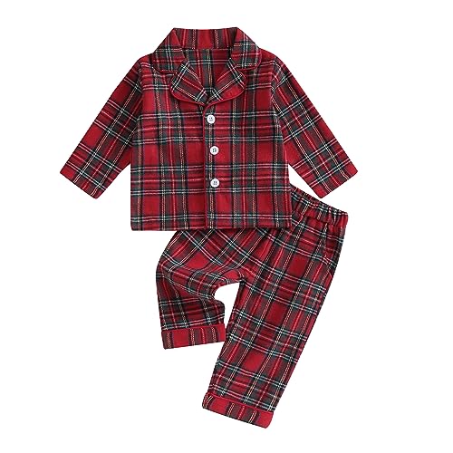 Carolilly Ensemble Pyjama Enfant Bébé Unisexe en Carreaux Ro
