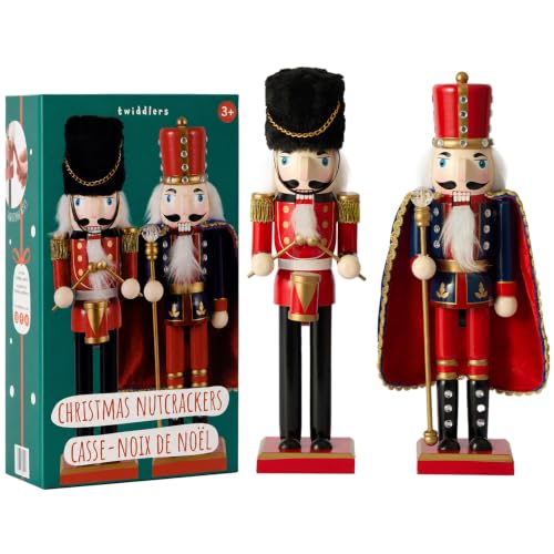 THE TWIDDLERS 2 Casse-Noisette Noël 30 cm, Figurine Bois Roi