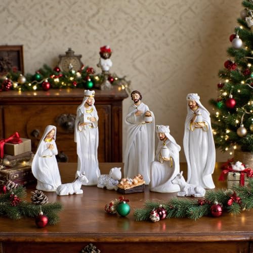 Crèche Noël Résine Peinte 9 pièces