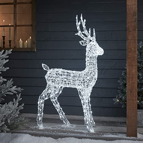 Lights4fun Cerf de Noël Renne Lumineux en Acrylique de 1,2 m