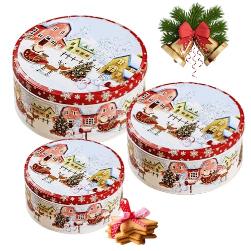 YAOYIN Boîtes À Biscuits De Noël, 3 Pcs Boite A Biscuits Met