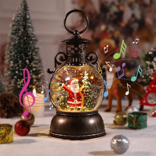 Boule à neige lanterne de Noël avec musique, décoration de N