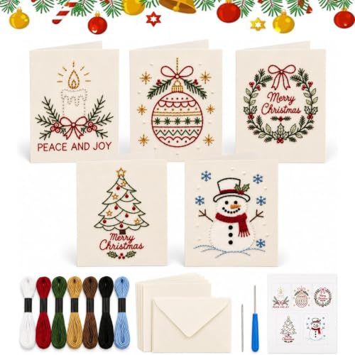 Générique Kit de bricolage pour cartes de Noël brodées à la 