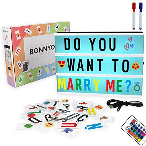 BONNYCO Boite Lumineuse Message avec 400 Lettres et Emojis,
