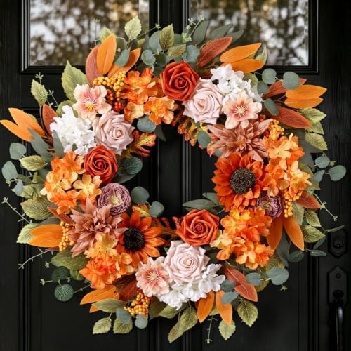 ASTNIC Couronne dautomne 56 cm Couronne de porte dentrée dau