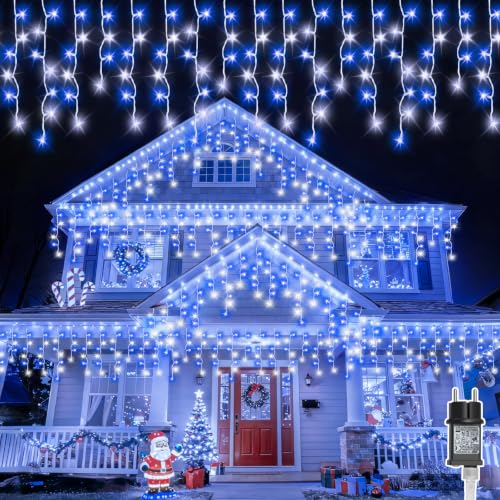 Gcstnn Guirlande lumineuse de pluie glacée pour extérieur, 2