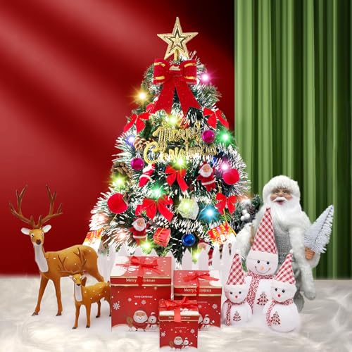 Sapin de Noël Artificiel 60 cm - Mini Arbre Avec Ornements p