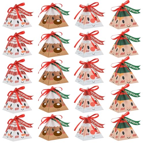KASESSS Lot de 20 boîtes de Noël mignonnes pour cadeaux, boî