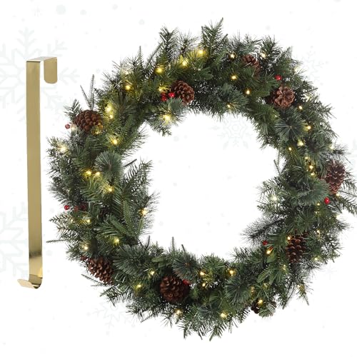 Meisterhome Couronne de Noël artificielle pour porte Ø 90 cm