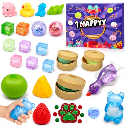 24 Pièces Calendrier de lavent Squishy de Noël, Squishy Fun 