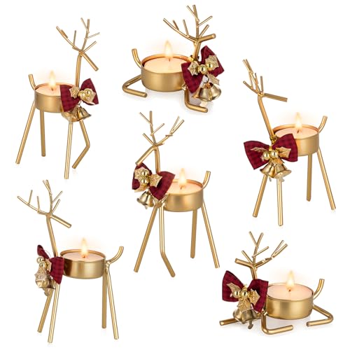 Sziqiqi Cerf Bougeoir pour Noël: Or Vintage Supports pour Bo