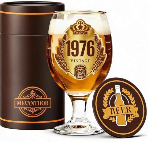 Cadeau Homme 50 Ans, Personnalisé 1976 Anniversaire Verre à