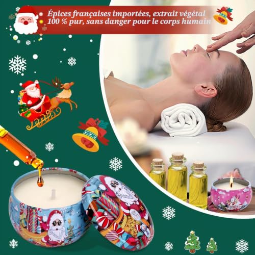 Lot de 12 bougies parfumées de Noël, coffret cadeau de bougi