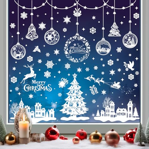 sulanmo 244PCS Stickers Noel Fenetre Blanc, Autocollant Noël