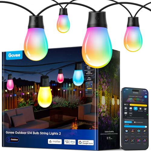 Govee Guirlandes Lumineuses Extérieur, 15M Ampoules LED RGBI