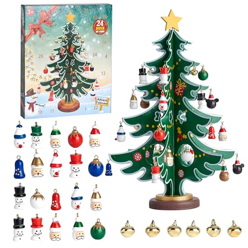 Douthfolle Calendrier de lAvent 2024,Sapin de Noël en Bois a