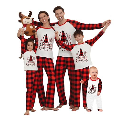 MoneRffi Pyjama de Noel Famille, Ensembles de Pyjamas Noël, 