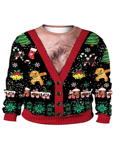 Pull De Noël Homme En Laine - Col Montant Avec Motif Wapiti Et Flocons - Style Festif Et Chaleureux Pour Les Fêtes