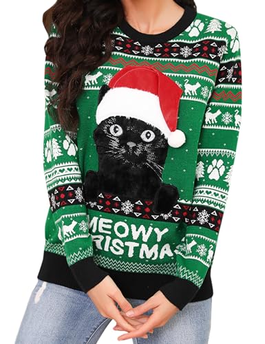 Jezonga Pull de Noel Femme Sweater Pull Noël Moche Chaud à M