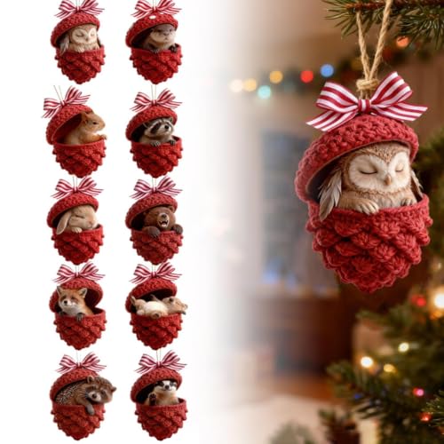 10 Décorations Noël Animaux Acryliques