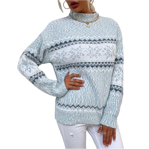 Pull Noël Femme Flocons Bleu XL