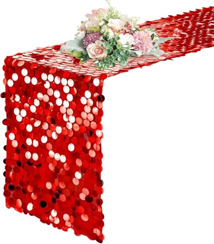 Chemin de Table Noël Paillettes Rouge