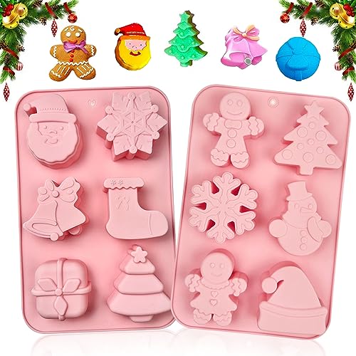 2 Pièces Silicone Noel Moule à 6 Cavités Réutilisable, Convi