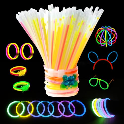 UooEA 100 Bâtons Fluorescents – Bracelets Lumineux avec 122 
