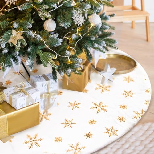 Jupe Sapin Noël 90cm Flocons Dorés