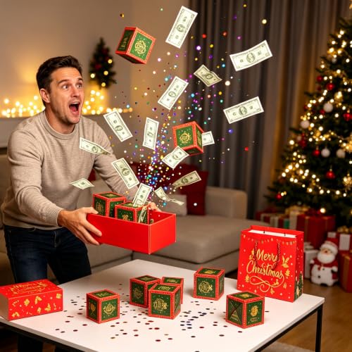 Boîte cadeau de Noël avec motif explosion - Rouge - Décorati