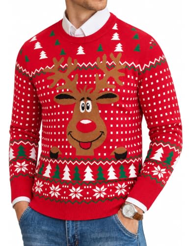 Leversic Pull de Noel Hommes Hiver Drole Noël Sweat Chaud Ch