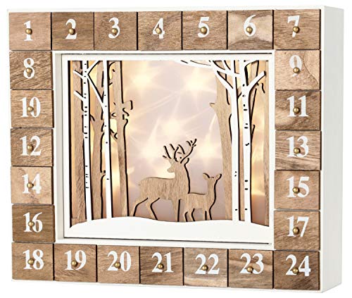 BRUBAKER - Calendrier de lAvent Lumineux - 24 Tiroirs à remp