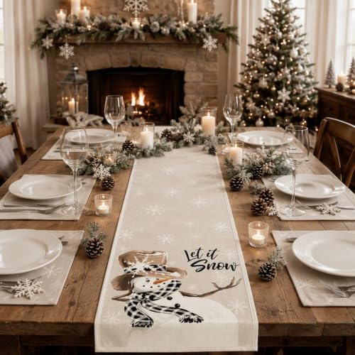 Chemin De Table Noël 33x183cm, 6 Sets de Table 30x45cm, Ense