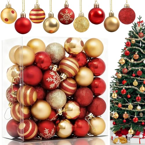 50 Pcs Décoration Sapin de Noel,Boules de Noël en Plastique 