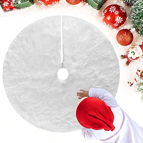 Jupe De Sapin De Noël Blanc, Tapis Peluche, Couvre Pied Rond