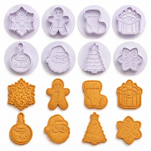 Lot de 8 emporte-pièces en plastique pour biscuits de Noël