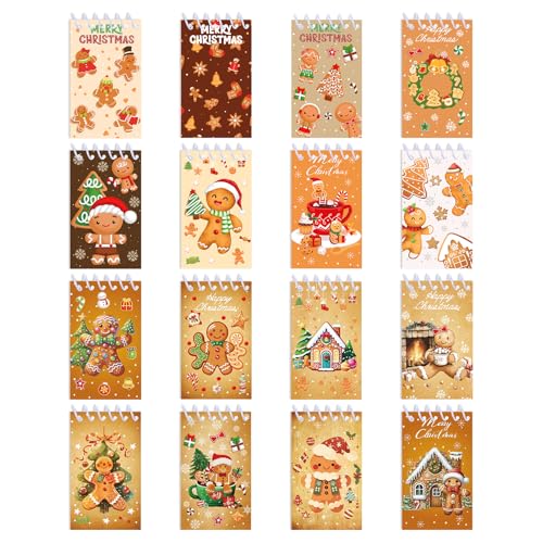 Cosiesnest Lot de 16 mini-blocs-notes de Noël, carnets à spi