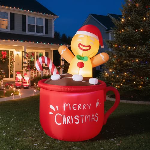 VINGLI Décoration de Noël Gonflable de 1,95 m, Adorable Bonh
