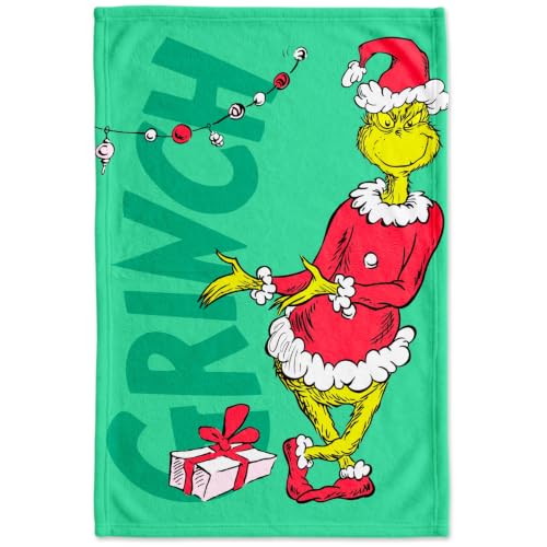 Grinch de Noël couverture POLAIRE DOUCE, jeté lit vert 100x1