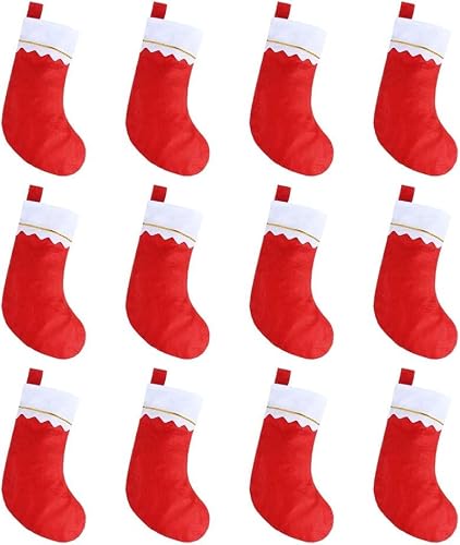 SULOLI 12pcs Chaussette de Noel a Suspendre Botte de Noel Pè