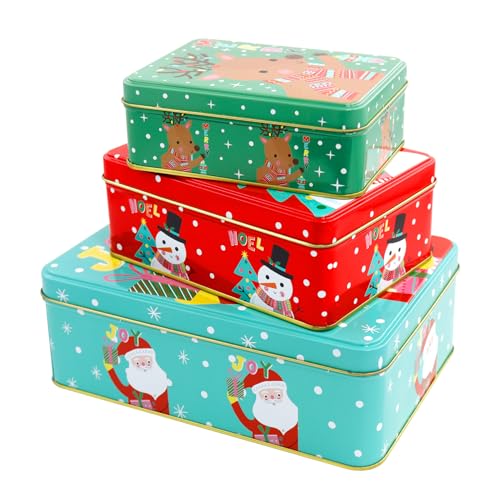 SHOWHEEL Lot de 3 boîtes à biscuits pour Noël, boîtes à bisc