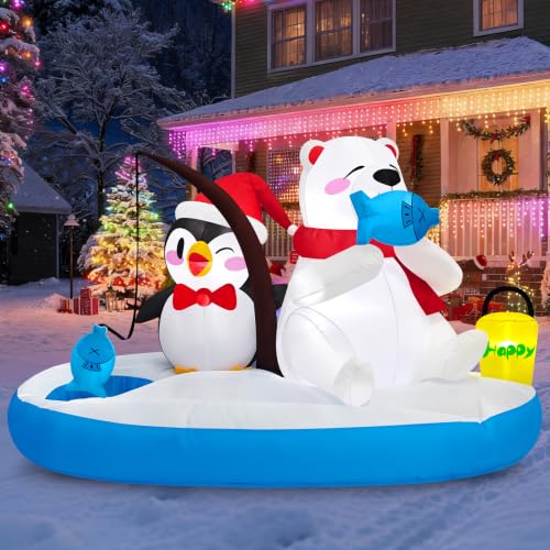Danxilu 1,8m Decoration Noel Gonflable Pêche aux Manchots av