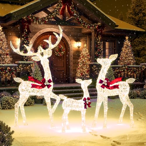 Famille Rennes Noël LED Blanc Chaud