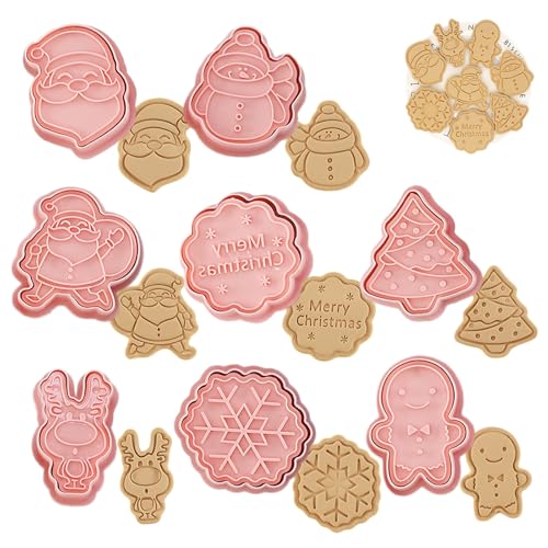 Honicemar Lot de 8 Emporte Pièces de Noël Moule 3D Plastique