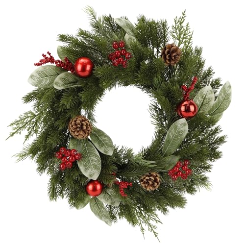 Zavothy Couronne de Porte de Noël 45 cm - Couronne de Noël A