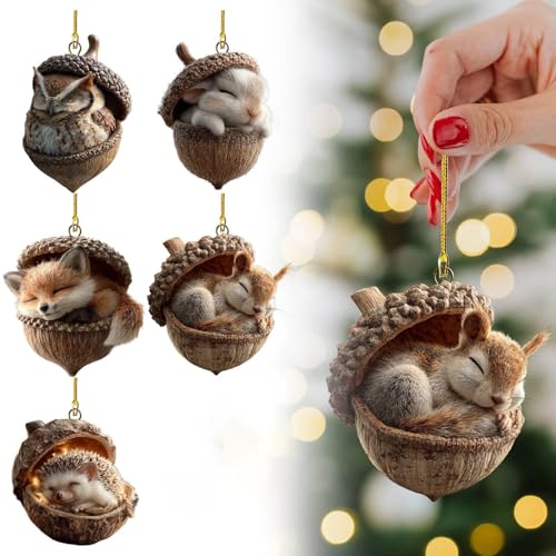 Lot de 6 Ornements Sapin de Noël 2D en Acrylique, décoration